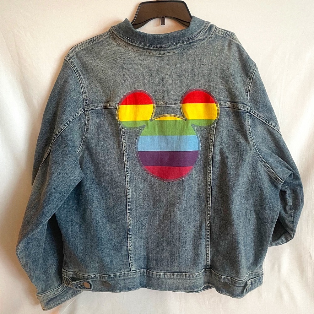 Torrid Disney Mickey Mouse Rainbow Denim Jacket - Medium Wash